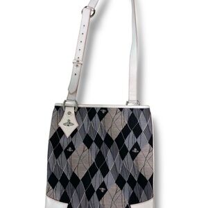 Vivienne Westwood Black and Pink Argyle Crossbody Bag